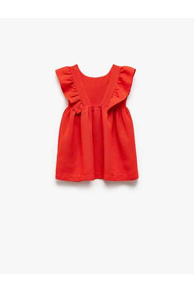Koton Ruffle Detailed Crew Neck Sleeveless A-Line Dress