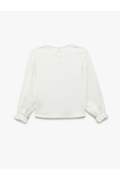 Koton Ruffle Detailed Long Sleeve Wrap Crew Neck Blouse