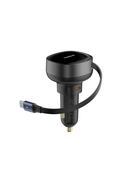 Baseus Enjoyment Pro Car Charger C+Retractable Type-C Cable 60W - Cluster Black