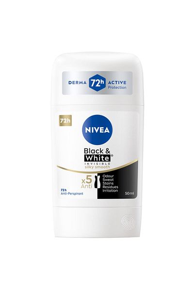 NIVEA نيفيا قلم مزيل العرق للأسود والأبيض حريري ناعم، 50 مل