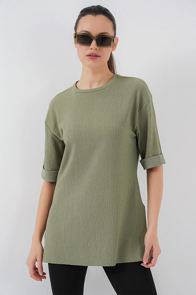 Bigdart 4332 Πλεκτό T-Shirt με σκισίματα στο πλάι - Çağla