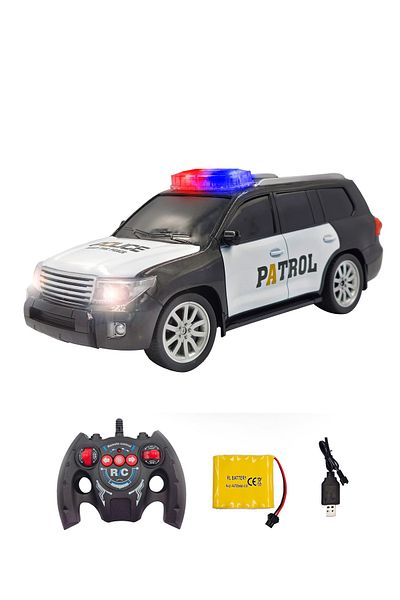 QX 1:12 Scale Remote Control Police Patrol Toy Car Rechargeable battery with Lights and Sound