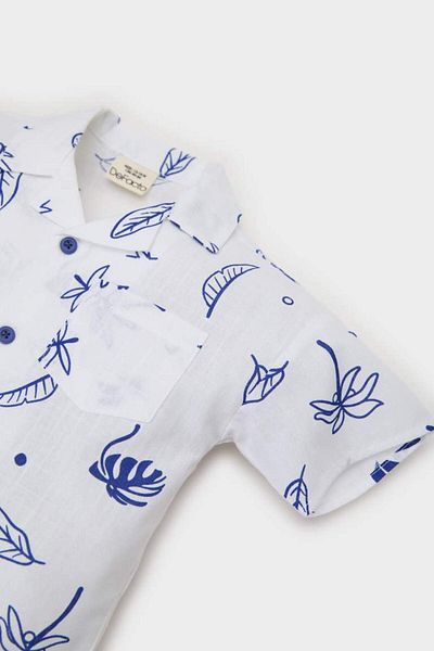DeFacto New Season Baby Boy Tropical Patterned Flared Poplin Short Sleeve Shirt