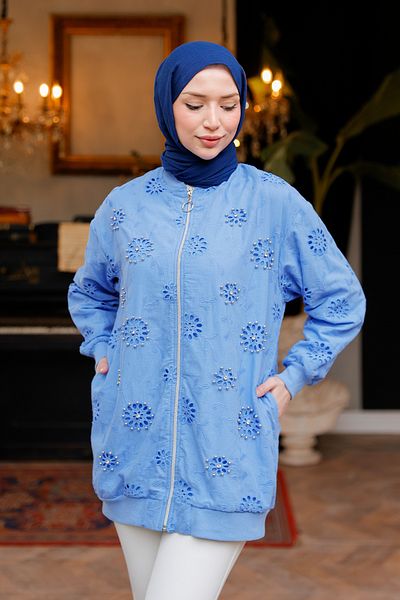 LOCCO Cardigan brodat cu broderie cu piatră albastră pentru femei