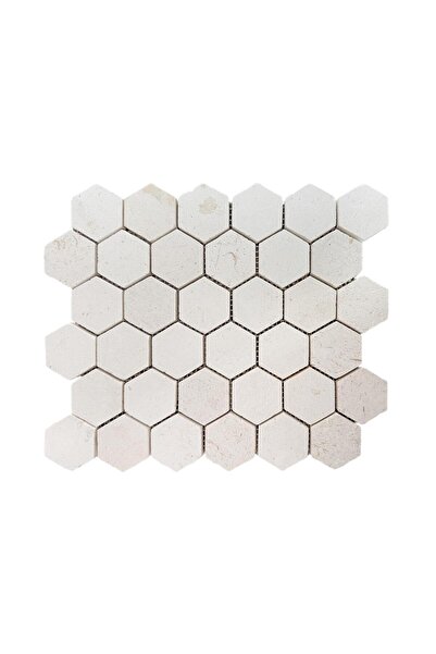 TUQCO Doğal Taş 2’’ Altıgen Myra Honlu Mermer Mozaik