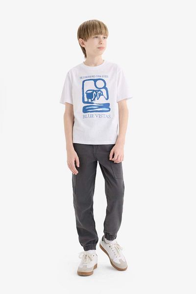 DeFacto Tricou cu mânecă scurtă cu imprimeu pentru băiat, sezon nou