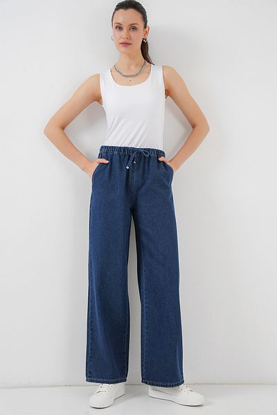 Bigdart Pantaloni de damă din denim cu picioare largi 6706 - A.Blue marine