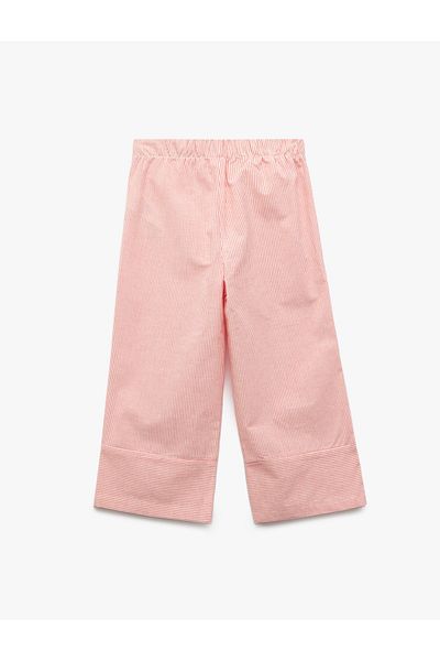 Koton Pantaloni largi din bumbac cu dungi, cu talie elastică