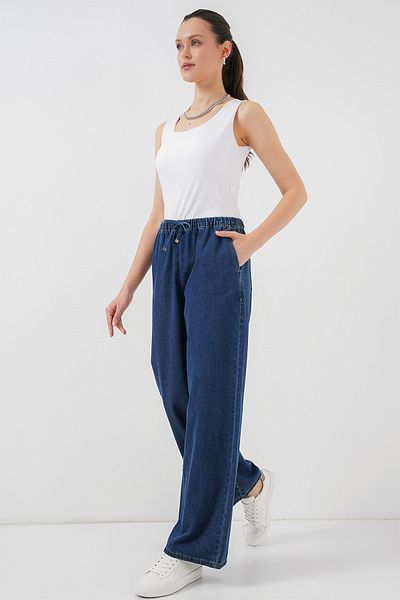 Bigdart Pantaloni de damă din denim cu picioare largi 6706 - A.Blue marine