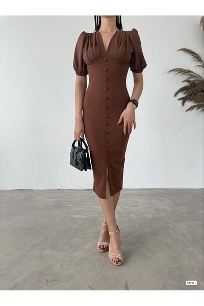 Modafeminen Φόρεμα Scuba Crepe 582901 Καφέ