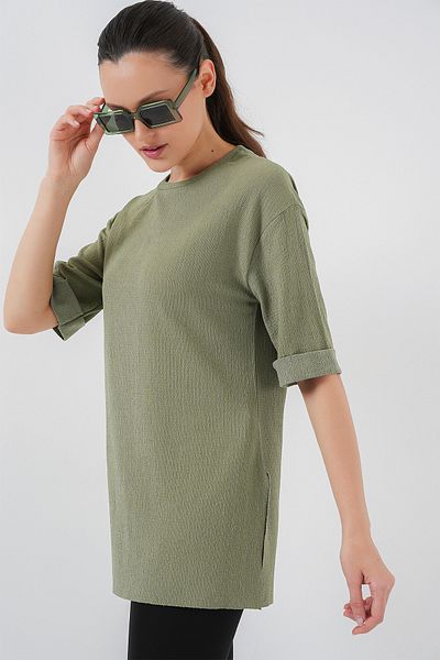 Bigdart 4332 Πλεκτό T-Shirt με σκισίματα στο πλάι - Çağla