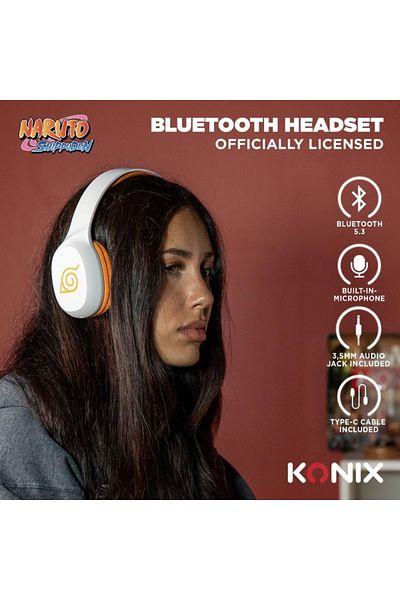 Konix Konix Naruto Shippuden Bluetooth Headphones - White and Orange