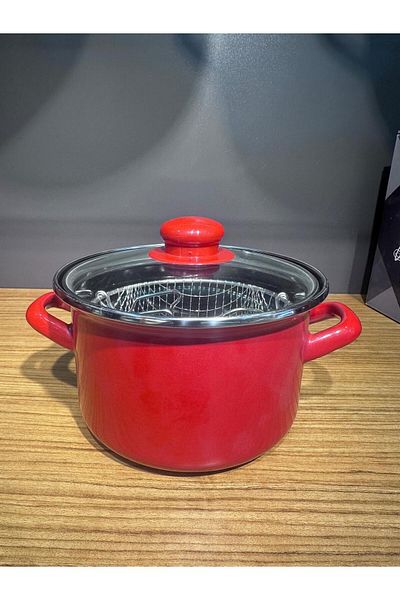 ADALİ HOME 16 cm Enamel Frying Pot Red