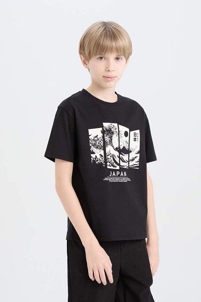 DeFacto New Season Boy's Crew Neck Printed Short Sleeve T-Shirt