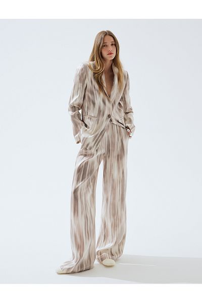 Koton Color Changing Patterned Pocket Satin Palazzo Trousers