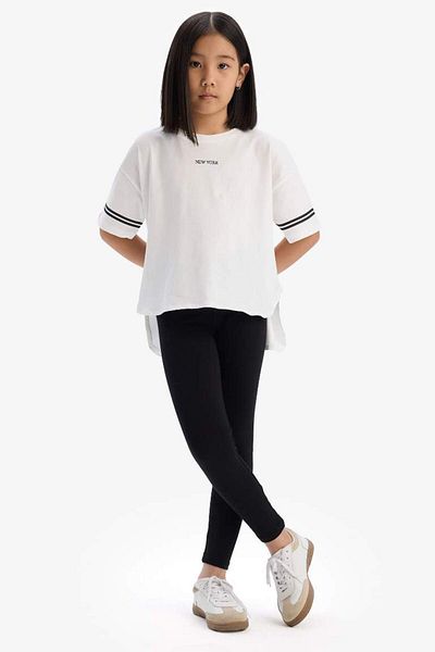 DeFacto New Season Girl's 2-Piece Set Short Sleeve Printed T-Shirt Leggings