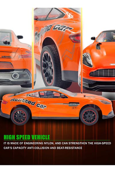 ESD 1:10 Scale High-Speed 4x4 Drift RC Vehicle 27 MHz with LED Wheels With Rechargeable Battery