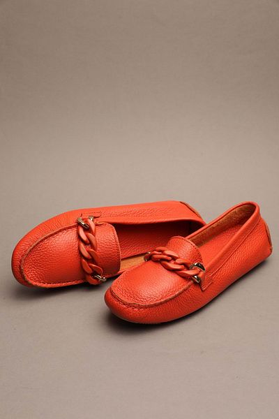 Gondol Mocasnic clasic de damă portocaliu 37 Ttx.730 din piele naturală