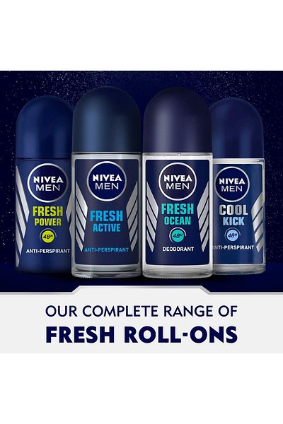 NIVEA مزيل عرق رول أون للرجال، قوة منعشة، رائحة منعشة، 2 × 50 مل