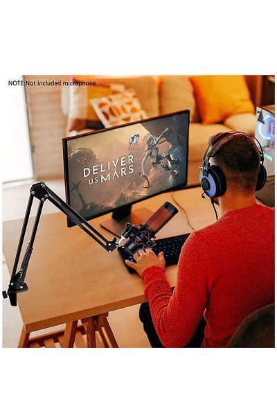 fulina Boom Arm Mic Stand Set,Highly Adaptable,Table Clamp Base,Adjustable Angle or Height
