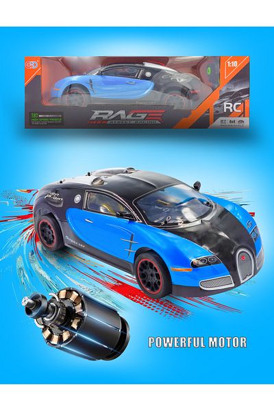 ESD High Speed 4WD 1:10 Scale Drift RC Toy Car 27 MHz with LED Wheels With Rechargeable Battery