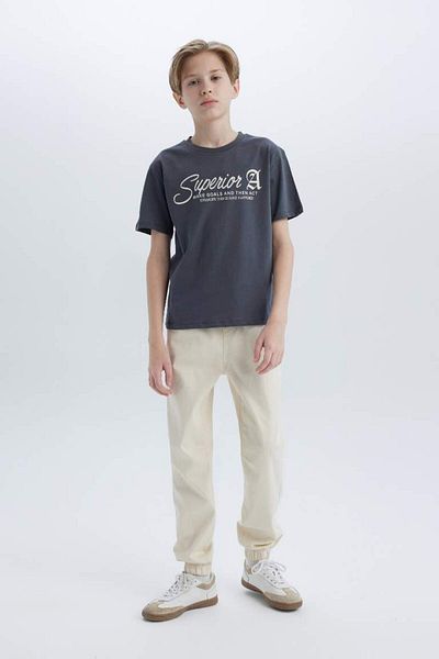 DeFacto Tricou cu mânecă scurtă cu imprimeu pentru băiat, sezon nou