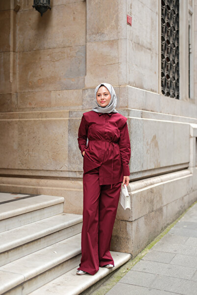 LOCCO Women's Outer Padding Detailed Stylish Suit Claret Red