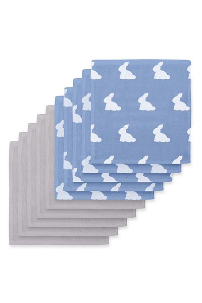DEUX LAPINS 100% Cotton Muslin Baby Mouth Diaper Pack Mono Lapin Royal Blue & Cotton Gray 10 Pcs