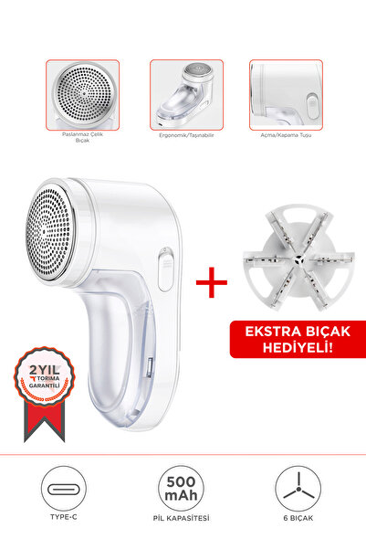 Torima 708  Şarjlı Tüy Temizleme ve Tiftik Temizleme Makinesi + Yedek Bıçak H...