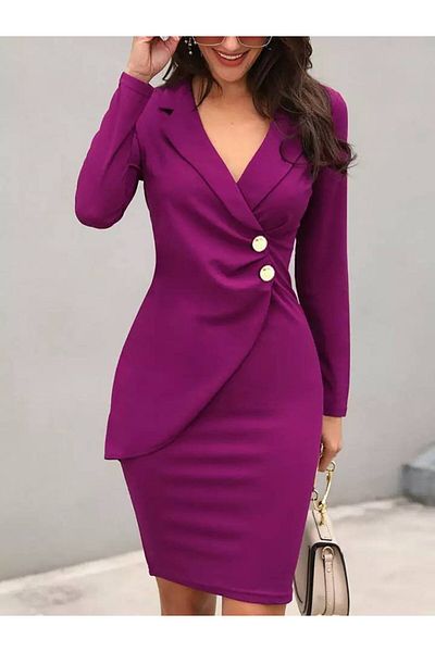 MRA Fashion Women's jacket with collar and button detail, atlas fabric dress