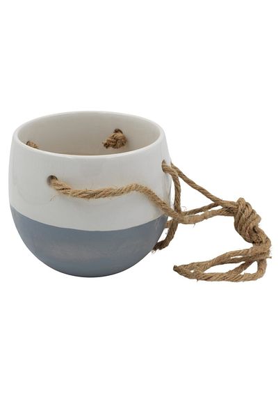 BM GİFT DESİGN Ghiveci suspendat, din ceramică, alb cu gri, 11 cm