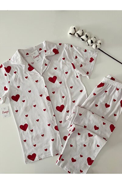 Tarz Moda Viskon Düğmeli Pijama Takımı