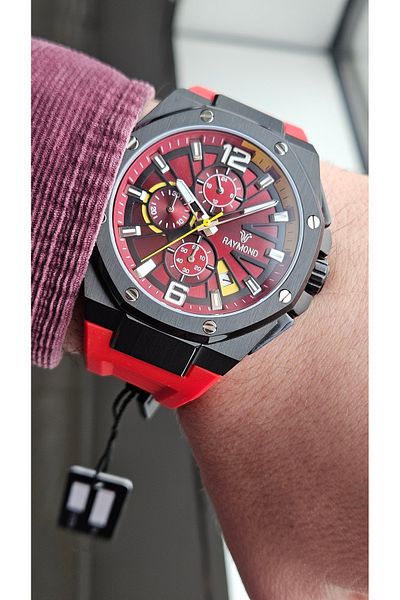Raymond Rym-83605 Silicone Cord Raymond Men's Wristwatch Stainless Steel Case - 2 Years Warranty