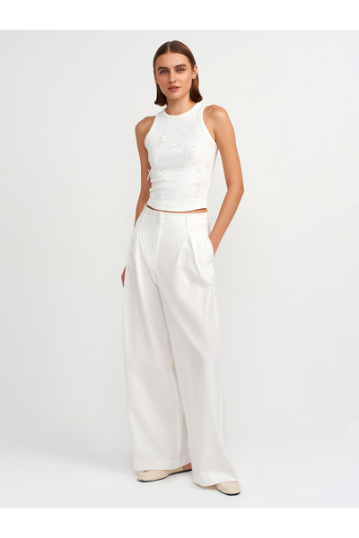 Dilvin 20922 Tricou cu nervuri brodat cu margele