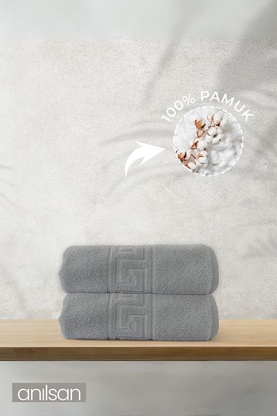 Anılsan Γκρι 2' Greek Towel - 50x90, 100% βαμβάκι, για εφαρμογές σπα και ξενοδοχείων