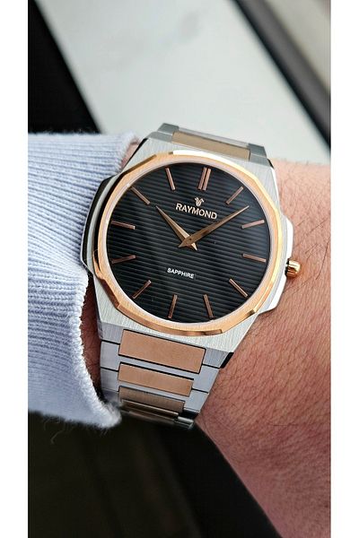 Raymond RYM-280273 ULTRA SLIM RAYMOND MEN'S WRISTWATCH - SAPPHIRE CRYSTAL AND 100% STAINLESS STEEL - 2 YEAR WARRANTY