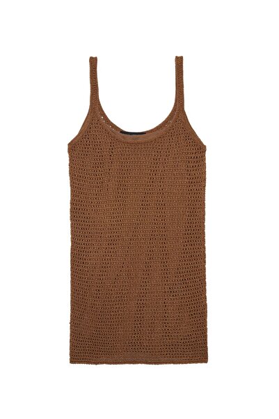 Beauty Omelette Bronze Ajurlu Mini Triko Elbise
