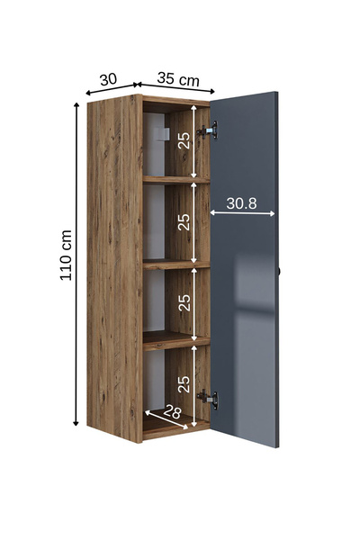 ROOMART Ada Banyo Dolabı Mat Suntalam 110 Cm Banyo Boy Dolabı