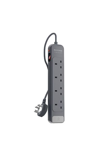 RavPower Extension 4 AC Outlets With 1.5 Meter Cord - 3150 W - Grey - RP-PC1067