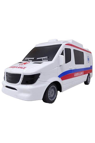 Salamandra Plastic Toy Car with Remote Control with Full Functions, Ambulance, White/Blue