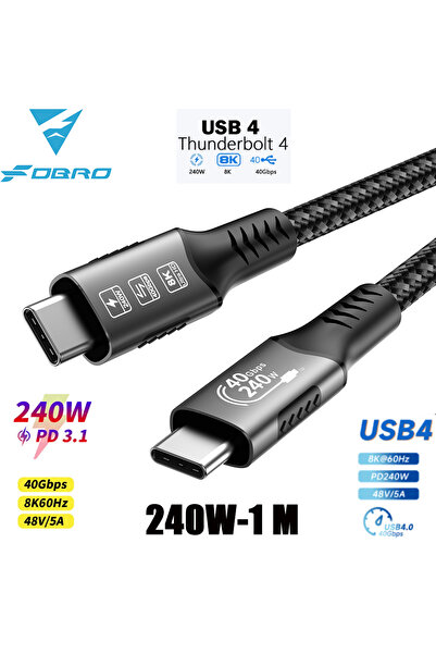 Choice كابل USB4 من النوع C بدقة 8K، 240 واط - 1 متر، 40 جيجابت في الثانية، 2...