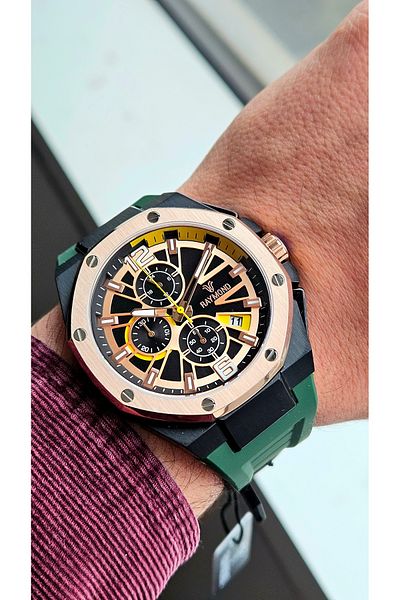 Raymond Rym-83605 Silicone Cord Raymond Men's Wristwatch Stainless Steel Case - 2 Years Warranty