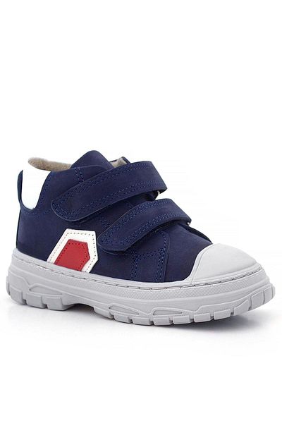 Rakerplus Tails Genuine Leather Navy Blue Red Velcro Children's Sports Boots