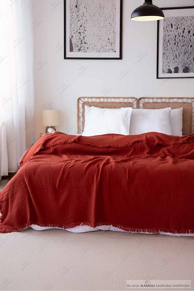 denizlicotton 200X260 cm Luxury Muslin Bedspread, 100% Cotton Bedspread, Double Bedspread