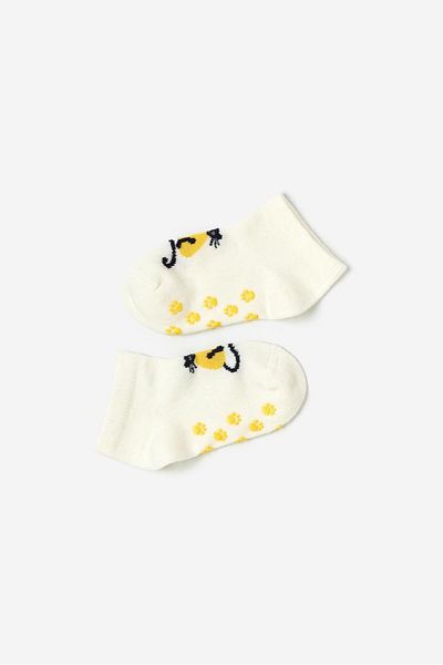 Katia&Bony Cat Patterned Baby 2-Piece Step Socks Ecru-Blue