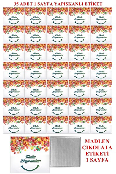 Pasta9 Ramazan Bayramı Modeli Madlen Çikolata Etiketi Yapışkanlı 1 Sayfa A4 F...