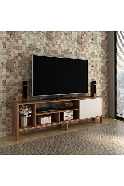 pilati طاولة تلفزيون 70" مودرن بوصة لغرف المعيشة والمنزل لون بيج/لوزي 183*30*56