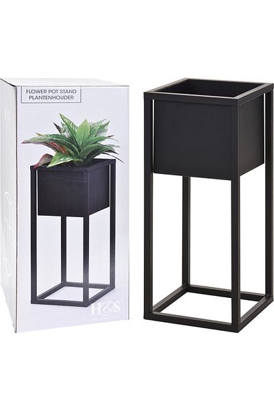 BM GİFT DESİGN Ghiveci Metalic Negru Pentru Flori 50 Cm