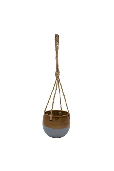 BM GİFT DESİGN Ghiveci suspendat, din ceramică, maroniu cu gri, 11 cm