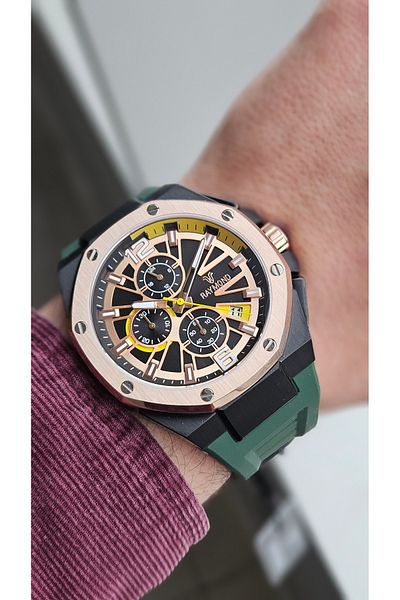 Raymond Rym-83605 Silicone Cord Raymond Men's Wristwatch Stainless Steel Case - 2 Years Warranty